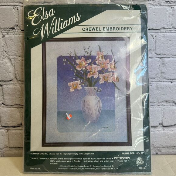 Other - Elsa Williams Crewel Embroidery Kit Summer Orchid #00318 16x20 UNOPENED